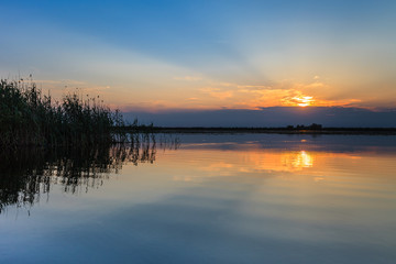 Fototapeta na wymiar sunrise in the Danube Delta