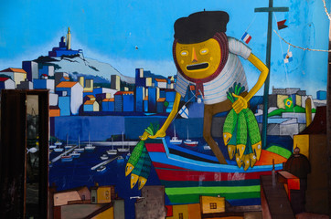 graffiti mit fischer in marseille