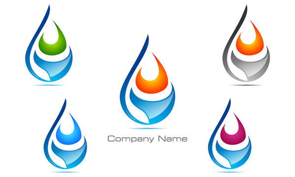 water, drop, fire, flame, oil, gas, vector, logo