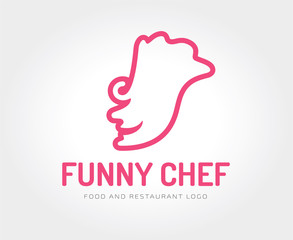 Fototapeta na wymiar Abstract chef face vector logo template for branding and design