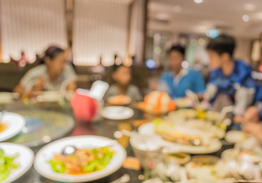 Chinese restaurant blur background with bokeh image
