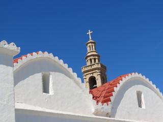 Gr&egrave;ce - Sud de l'ile de Rhodes - Clocher de l'Eglise de Lachania