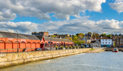 Fototapeta na wymiar View of Newhaven Harbour in Edinburgh - Scotland