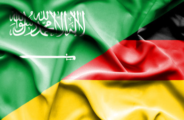 Waving flag of Germany and Saudi Arabia