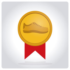 Tennis shoes over stamp and degrade color background