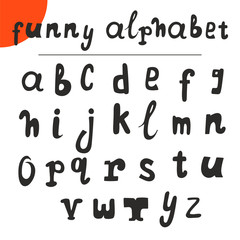 Funny hand drawn alphabet. Vector font