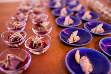 catering services background with snacks on guests table in rest