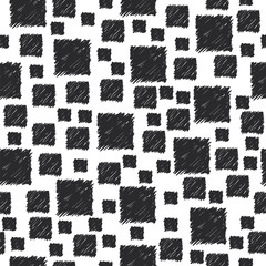 Seamless pattern with hand drawn abstract squares. Seamless patt