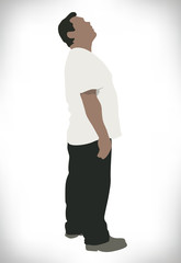 Colorful silhouette of a man isolated on a white background