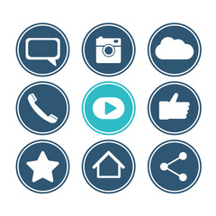 Social network icon set. Flat design collection
