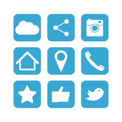 Social network icon set. Flat designs