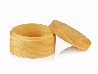 round wooden box on white background