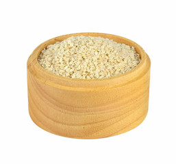 Sesame seeds on the white background