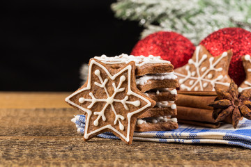 Christmas decoration with gingerbread cookies