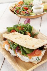 smoked salmon salad flatbread