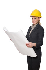 Woman engineer with draft papers