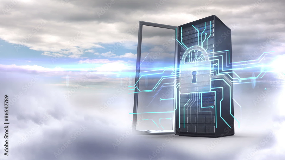 Poster server tower protecting by electronic security