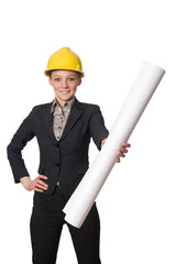 Woman engineer with draft papers