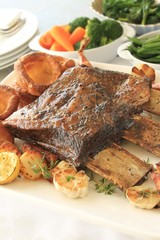 large beef rib sunday roast dinner
