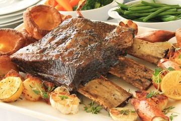 large beef rib sunday roast dinner