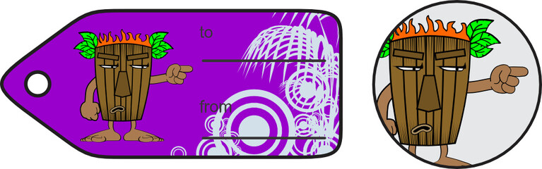 tiki hawaiian mask cartoon giftcard in vector format