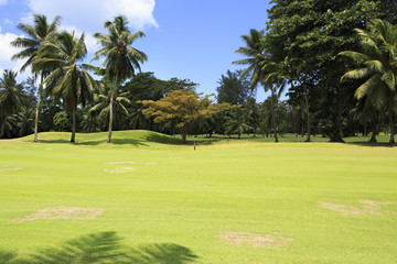 Fototapeta premium Beautiful golf course at the Constance Lemuria Resort.