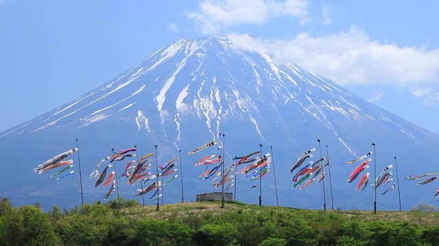 富士山と5月の鯉のぼり