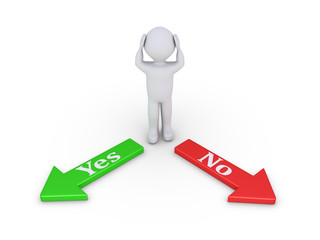 Person between Yes and No