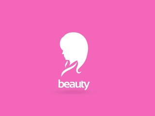 Woman face logo design template. Girl silhouette - cosmetics, beauty, health and spa, fashion themes. Creative vector icon.
