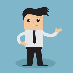 Business man cartoon on blue background vector.