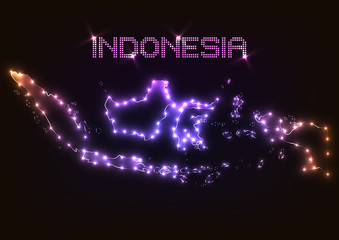 Abstract design light indonesia map over dark background.vector