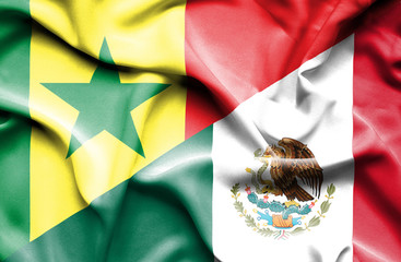 Waving flag of Mexico and Senegal