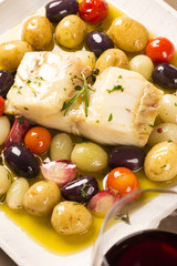 A typical Portuguese dish with codfish called Bacalhau do Porto