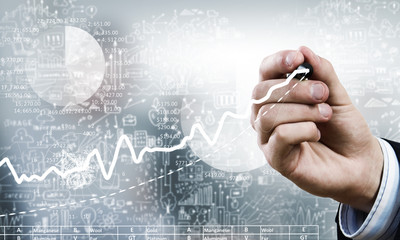Business and finance chart and finger