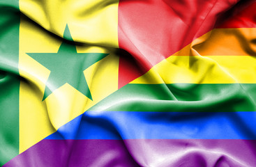 Waving flag of Pride and Senegal