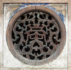 Round Chinese window, ancient wooden window chinese style