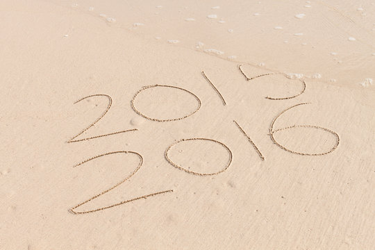 new year for 2016 written in sand