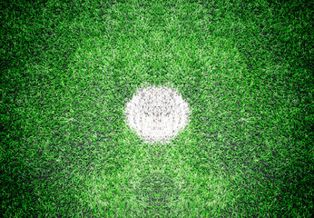 Closeup shot of marking on center of soccer field