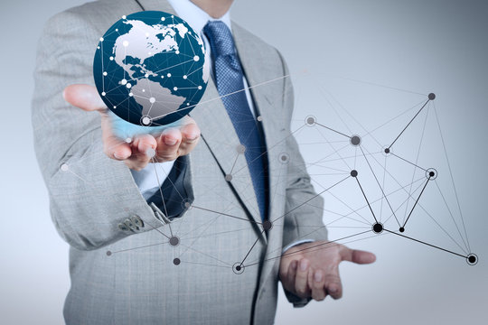  businessman working with new modern computer show social networ