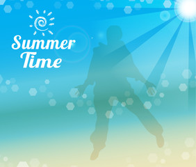 Fototapeta premium Summer time poster tropical beach background