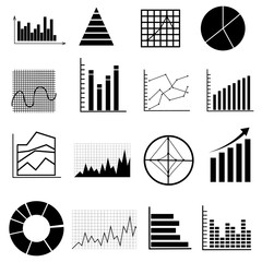 Graph chart icons set
