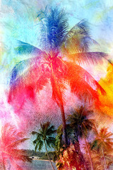 Fototapeta premium Beautiful watercolor palm trees