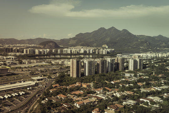 Aerial view of modern Brazilian city , Barra da Tijuca