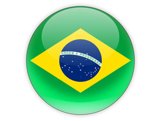 Fototapeta premium Round icon with flag of brazil