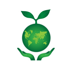 Hands Holding The Green Earth Globe