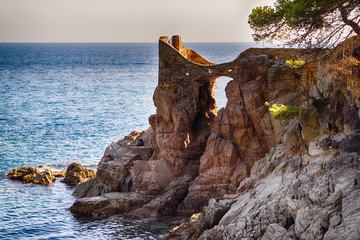 Gorgeous coastline in Lloret de Mar in Spain with awesome mountains