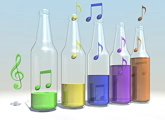Fotobehang flessen muziek © emieldelange