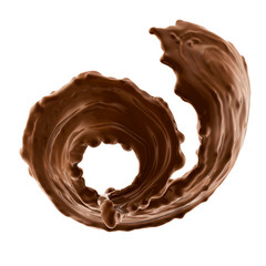 splash of brownish hot coffee or chocolate