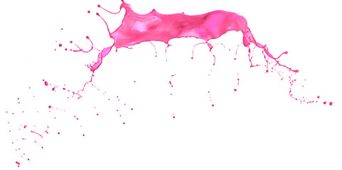 Pink paint splashing isolated on white background
