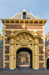 Historical centre of Hague near lake Hofvijver, Netherlands. This is one of the mostly popular sites for tourists in the city